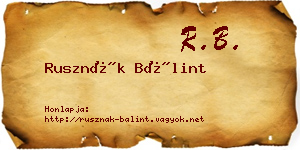 Rusznák Bálint névjegykártya